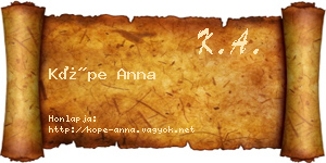 Köpe Anna névjegykártya